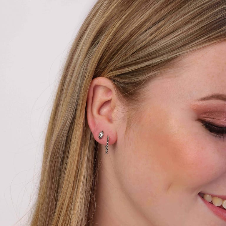 Ohrringe aus 925 Silber, Bali, 14 mm