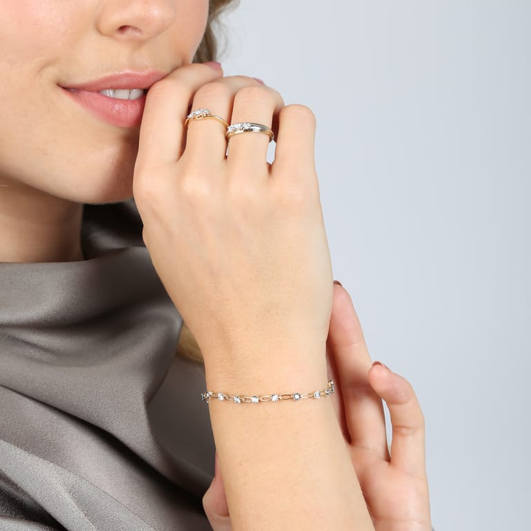 14 Karaat geelgouden armband met diamant 0,25ct
