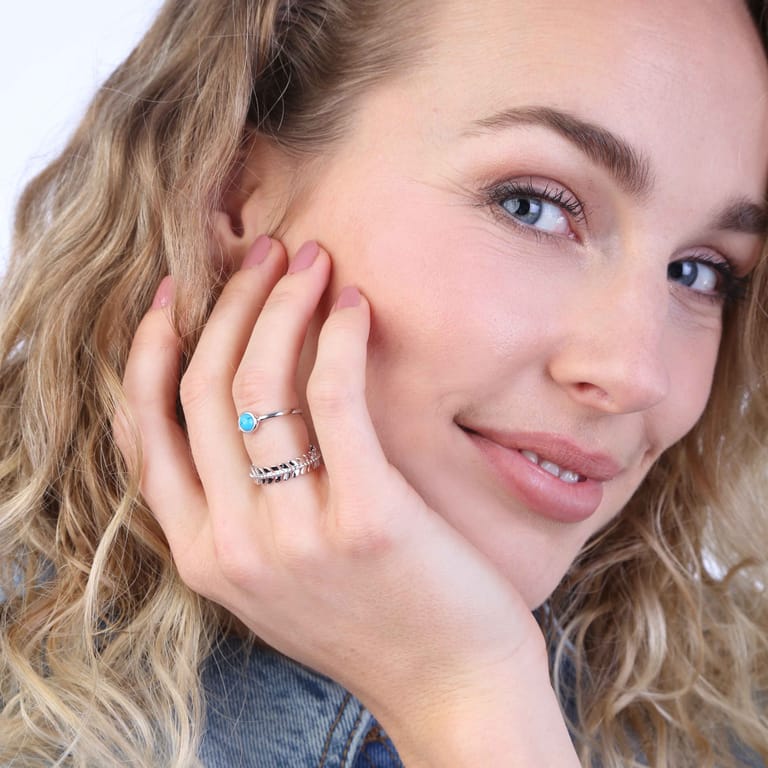 Silberring mit rundem Türkis Bali