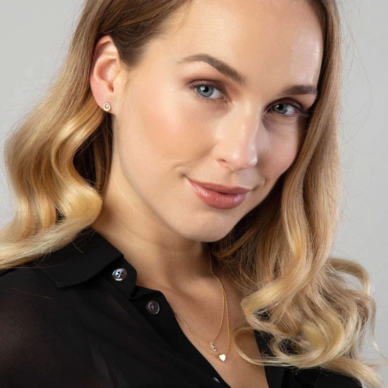 14 karaat geelgouden oorknoppen zirkonia rond 6mm voor dames