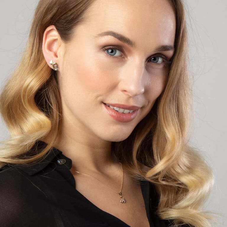 14 karaat gouden bicolor oorknoppen voor dames