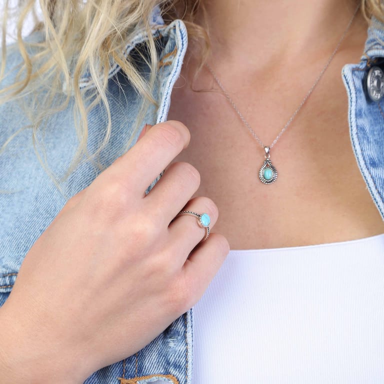 Zilveren ring turquoise Bali