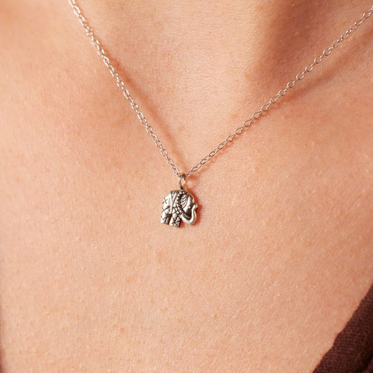 Zilveren ketting&hanger olifant Bali voor dames