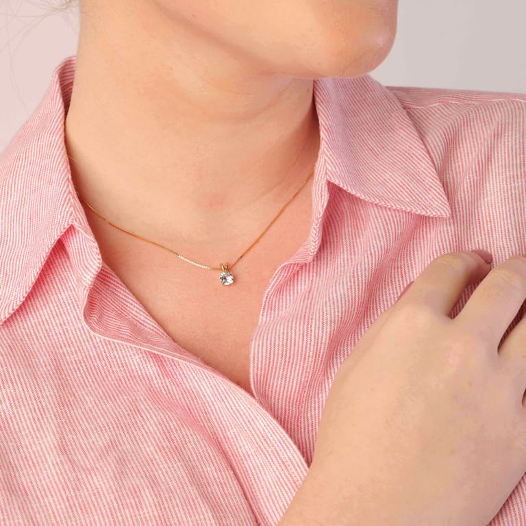 Zilveren goldplated ketting met hanger met Swarovski kristal voor dames