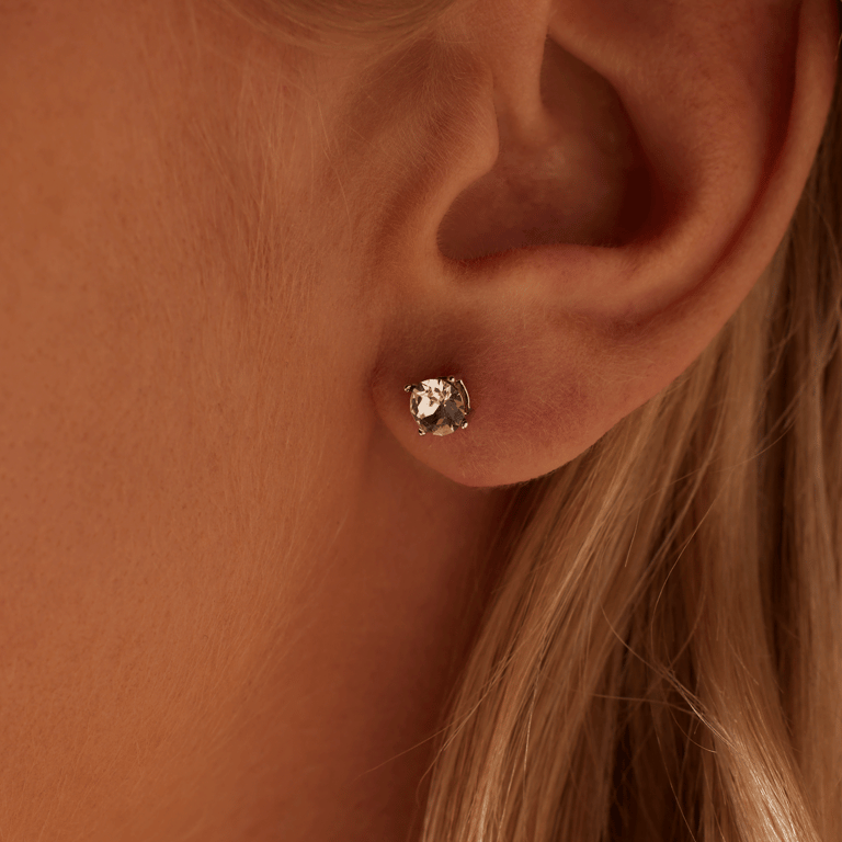 Zilveren oorknoppen kristal white voor dames