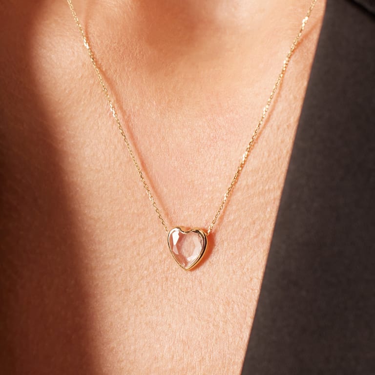 14 karaat gouden ketting hanger hart zirkonia voor dames