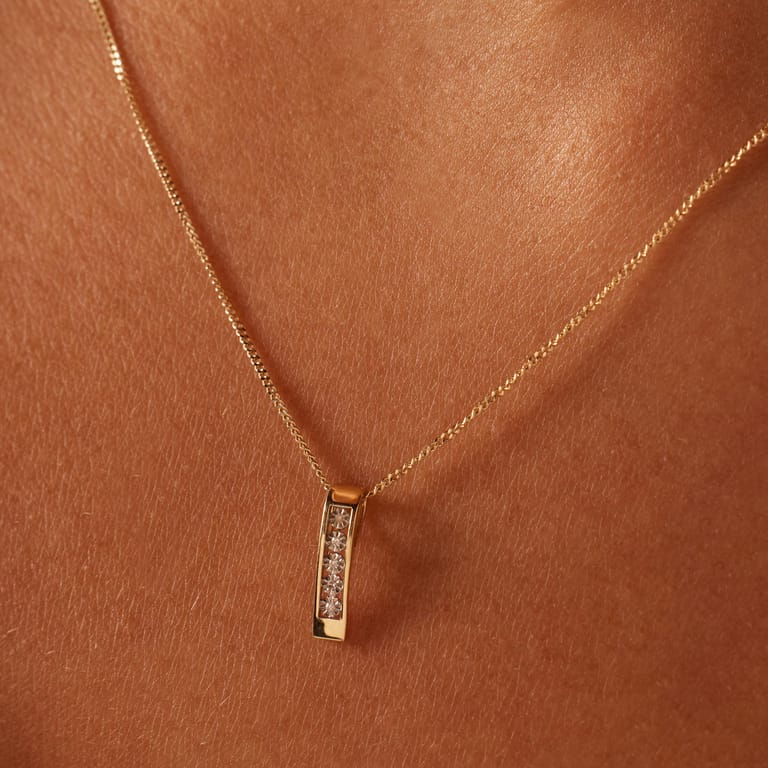 14 Karaat geelgouden ketting met diamant 0,01ct
