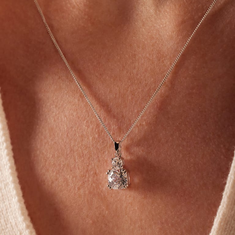 Halskette & Anhänger, 925 Silber, mit Zirkonia