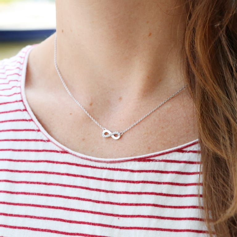 Kette in 925 Silber mit Charms Infinity mit Zirkonia