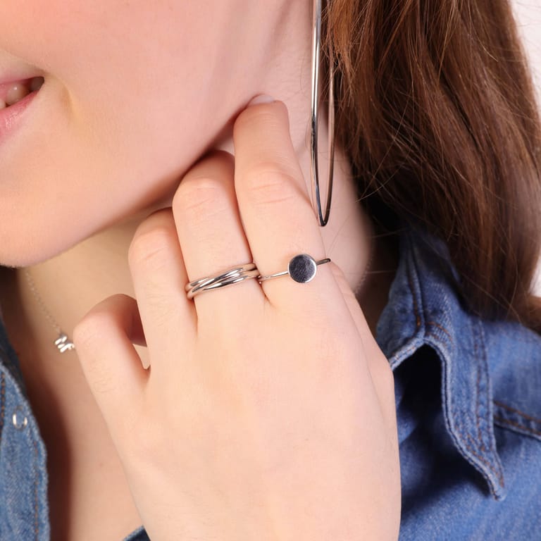 Silberner dreiteiliger Ring