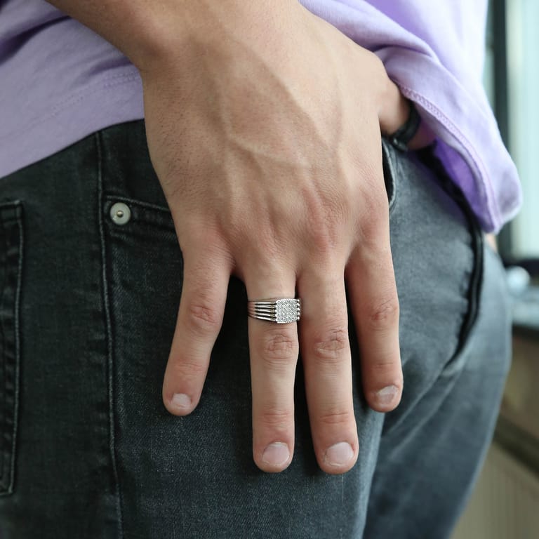 925 Silber Siegelring für Herren mit Zirkonia