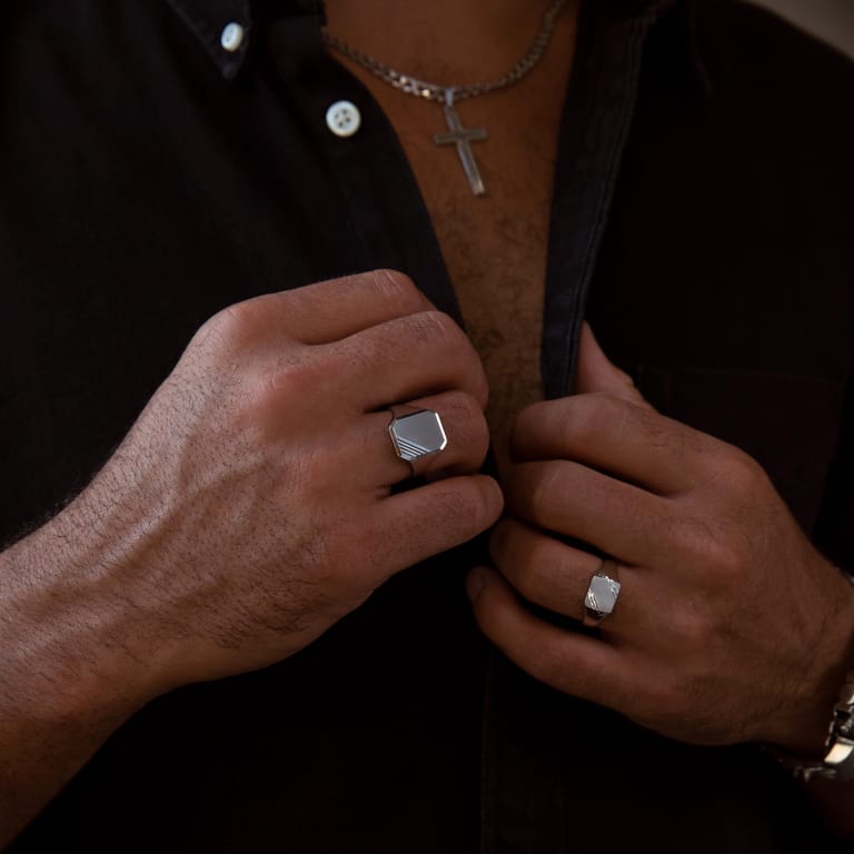 925 Silber, Siegelring für Herren, matt/glänzend