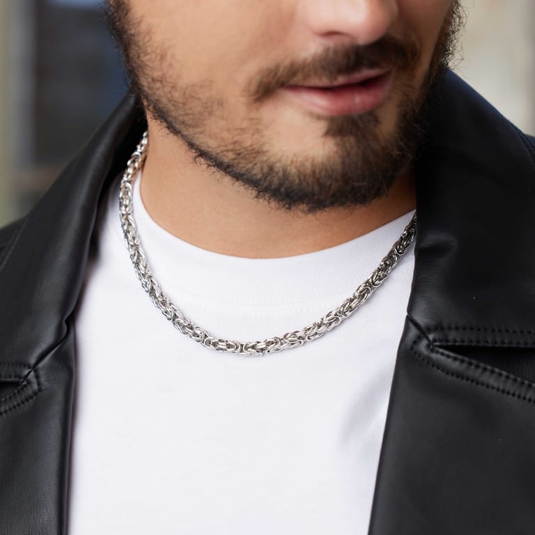 Gerecycled zilveren herenketting koningsschakel