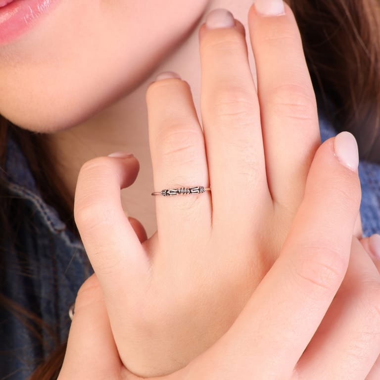 Zilveren ring bewerkt Bali