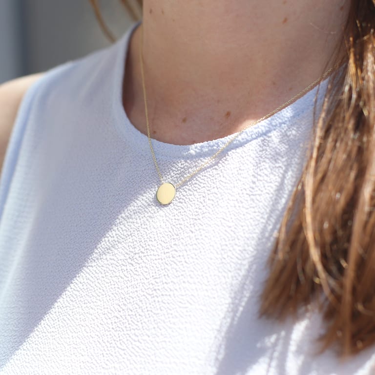 9 Karaat ketting met hanger disc 1 cm