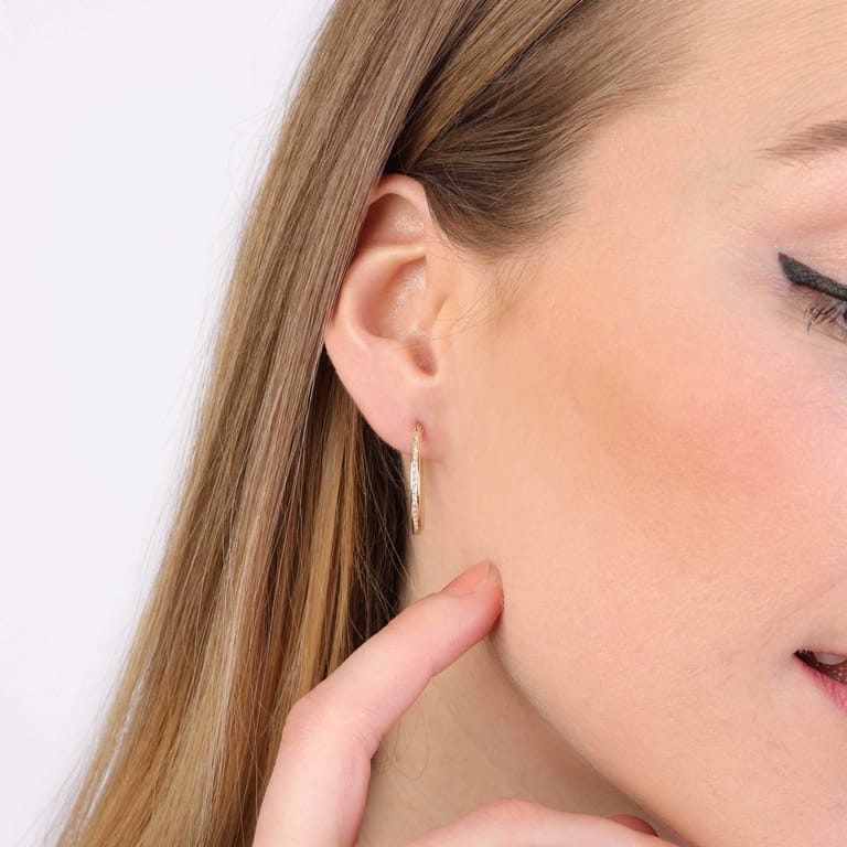 9 karaat oorringen met zirkonia 20mm voor dames
