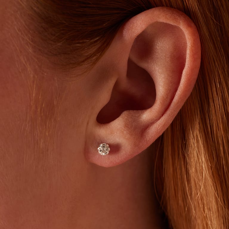 Ohrringe, 925 Silber, Kugel, Kristall