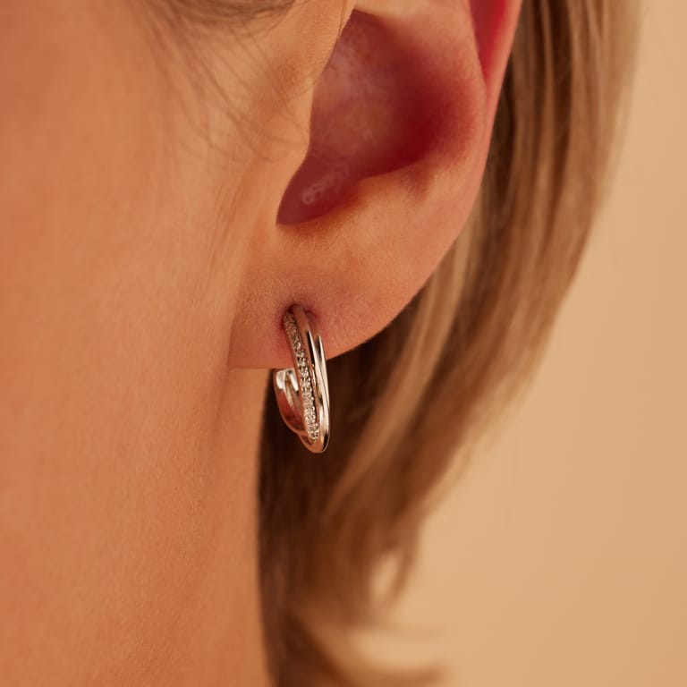Ohrringe, 925 Silber, Zirkonia