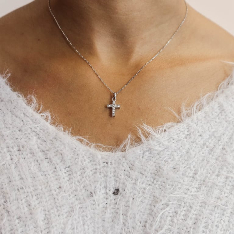 Anhänger aus 925 Silber, Kreuz mit Zirkonia