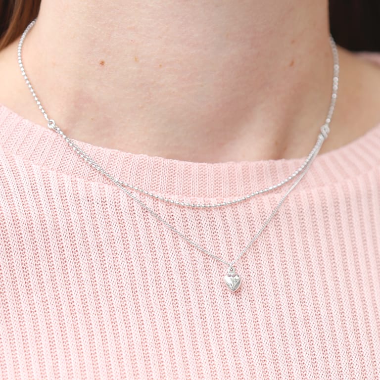 Zilveren ketting layering hart voor dames