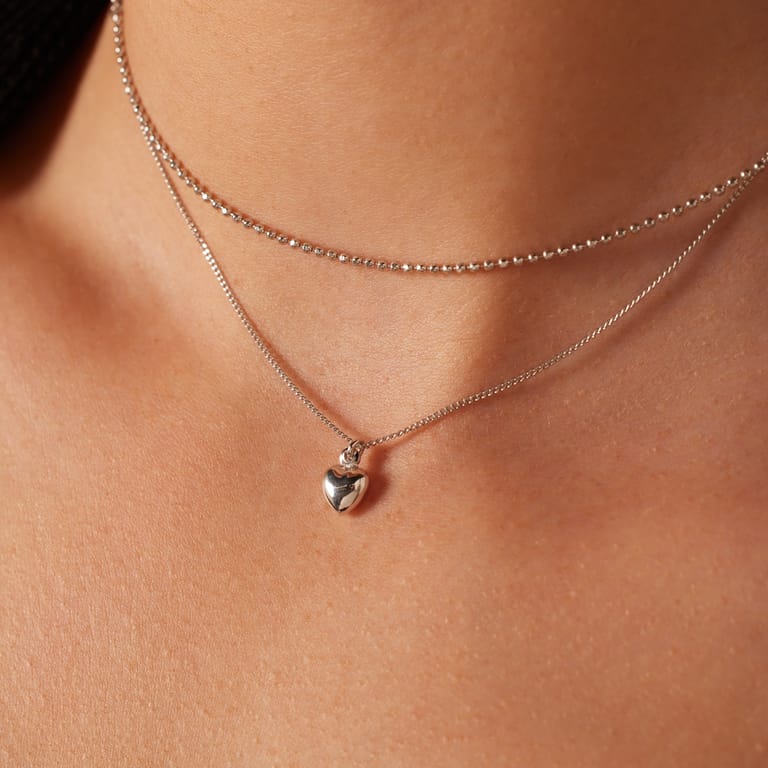 Zilveren ketting layering hart voor dames