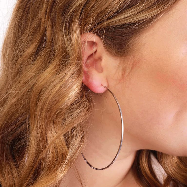 Zilveren oorringen 80mm voor dames