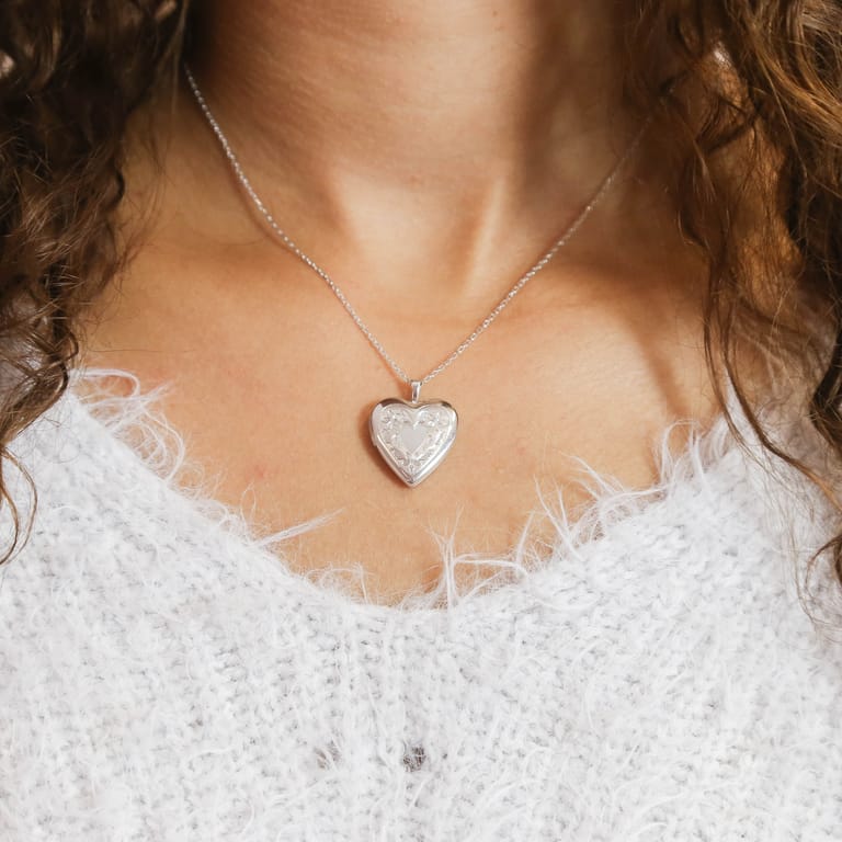 Zilveren hanger medaillon hart