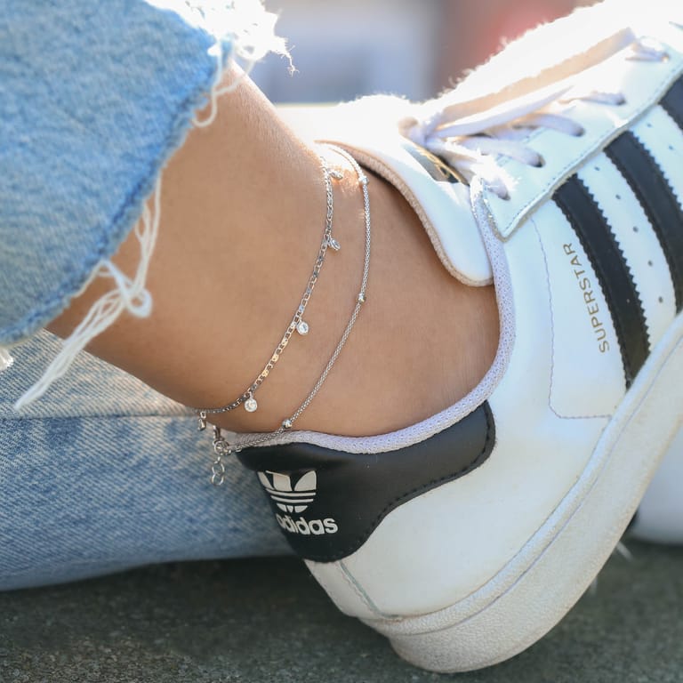 Fußkettchen aus 925 Silber mit kleinen Kugeln