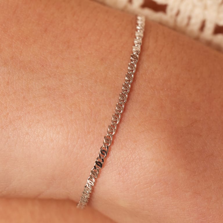 Gerecycleerd zilveren armband schakel fantasie