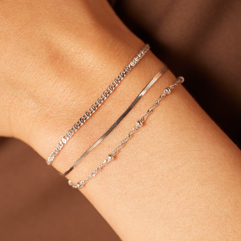 Set mit 3 Armbändern aus 925 Silber