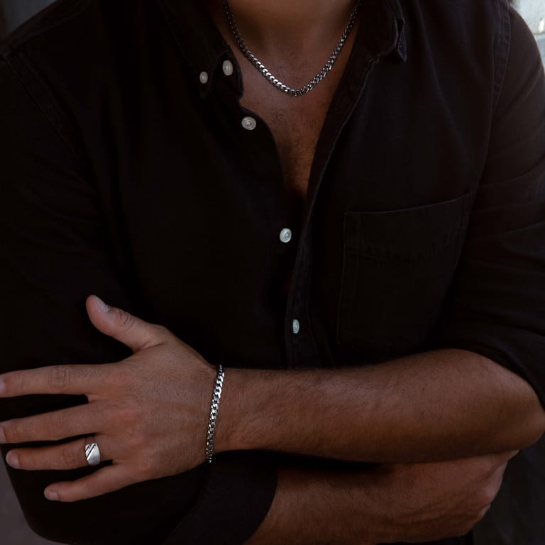 Gerecycled zilveren set ketting&armband gourmet.