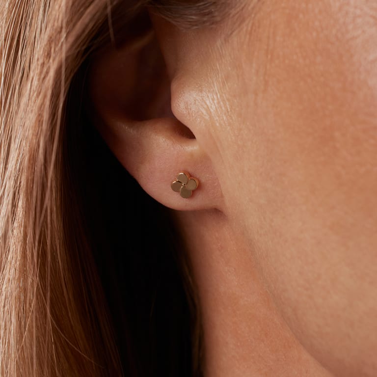 Ohrringe, 585 Gelbgold, Blume