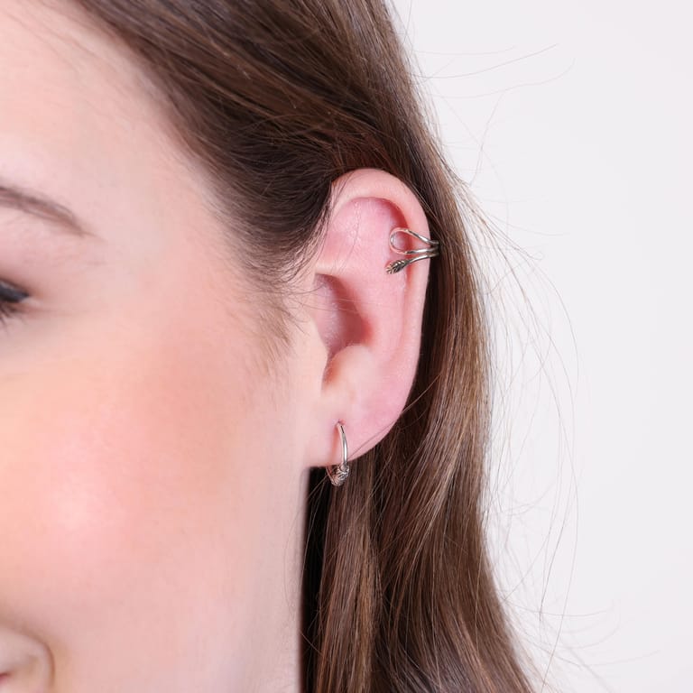 Zilveren ear cuff veer 10mm Bali