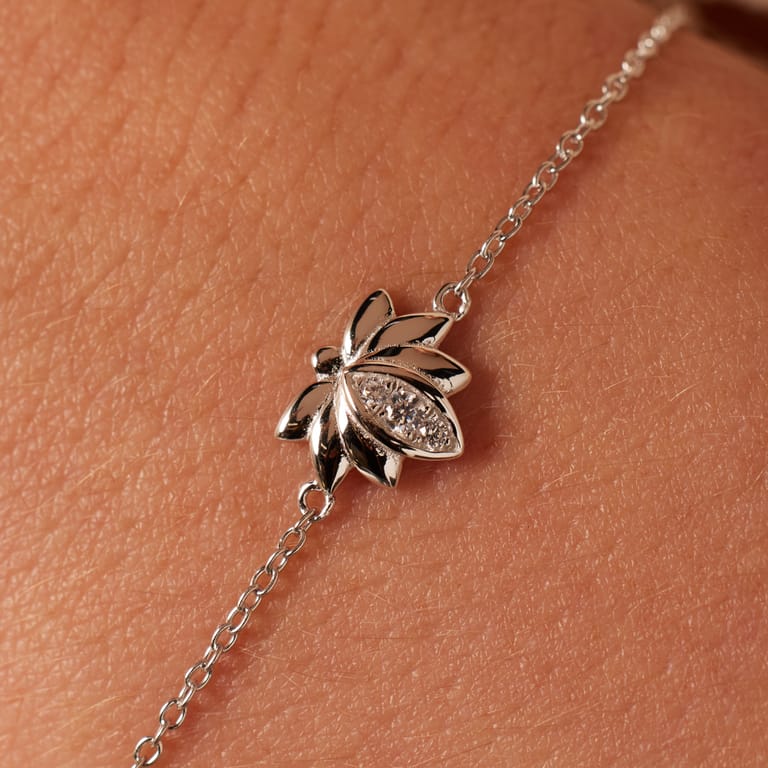 Armband aus 925 Silber, Lotus mit Zirkonia