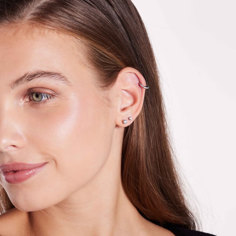 Helix-Piercing aus Edelstahl, Ring, Clicker, Zirkonia