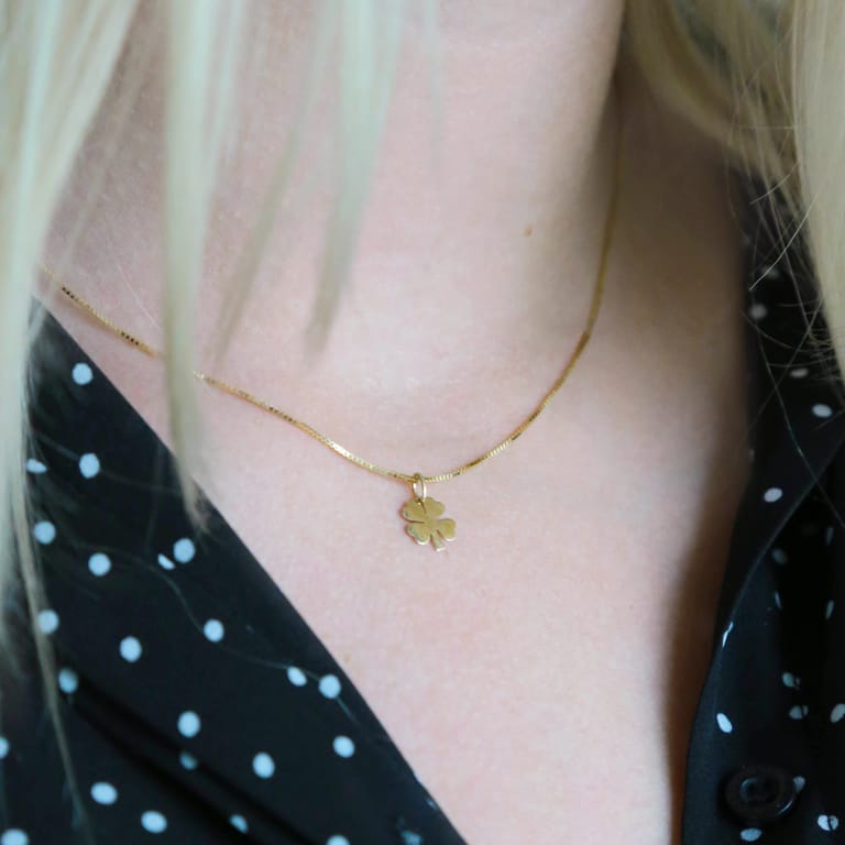 Anhänger aus 585 Gelbgold, Kleeblatt