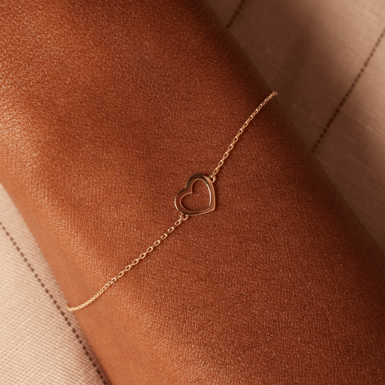 14 karaat geelgouden armband opengewerkt hart