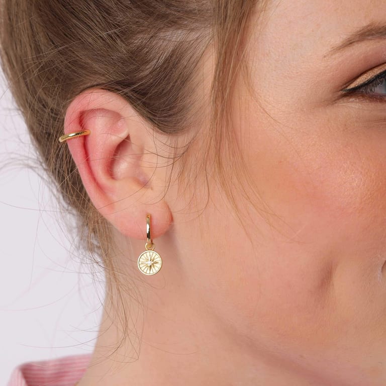 Zilveren goldplated oorringen ster met zirkonia voor dames