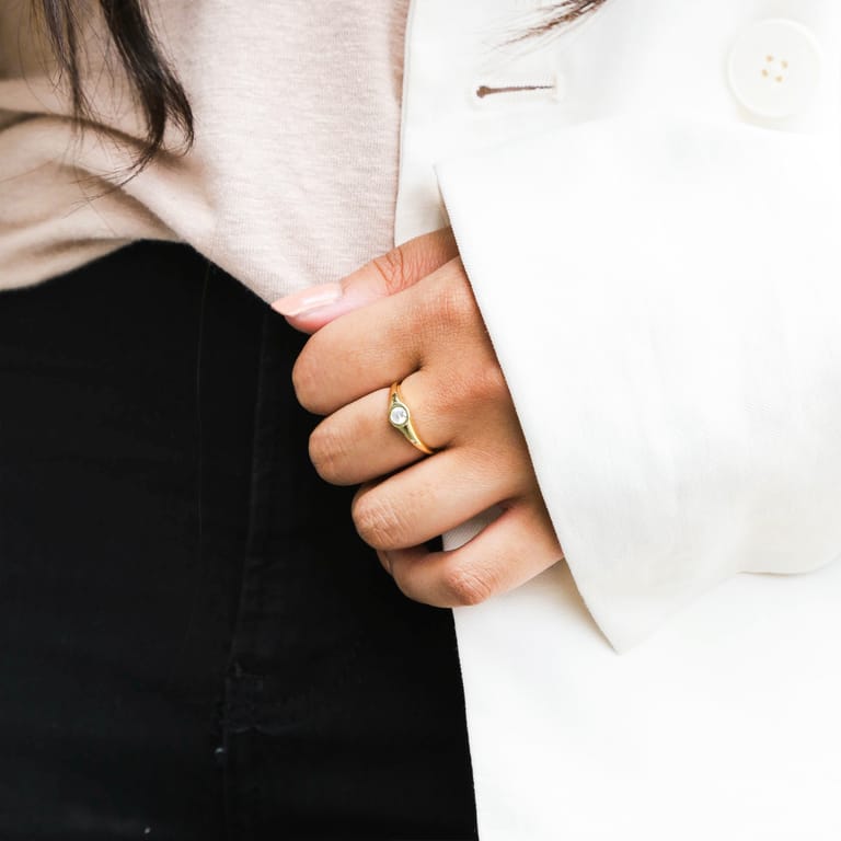 Zilveren goldplated ring met zirkonia voor dames