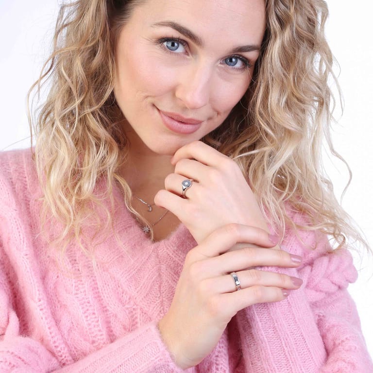 Zilveren ring galaxy sterren met zirkonia