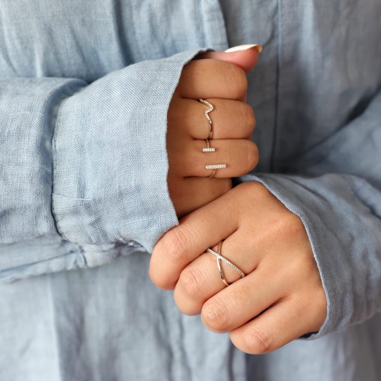 Ring, 925 Silber, Welle mit Zirkonia