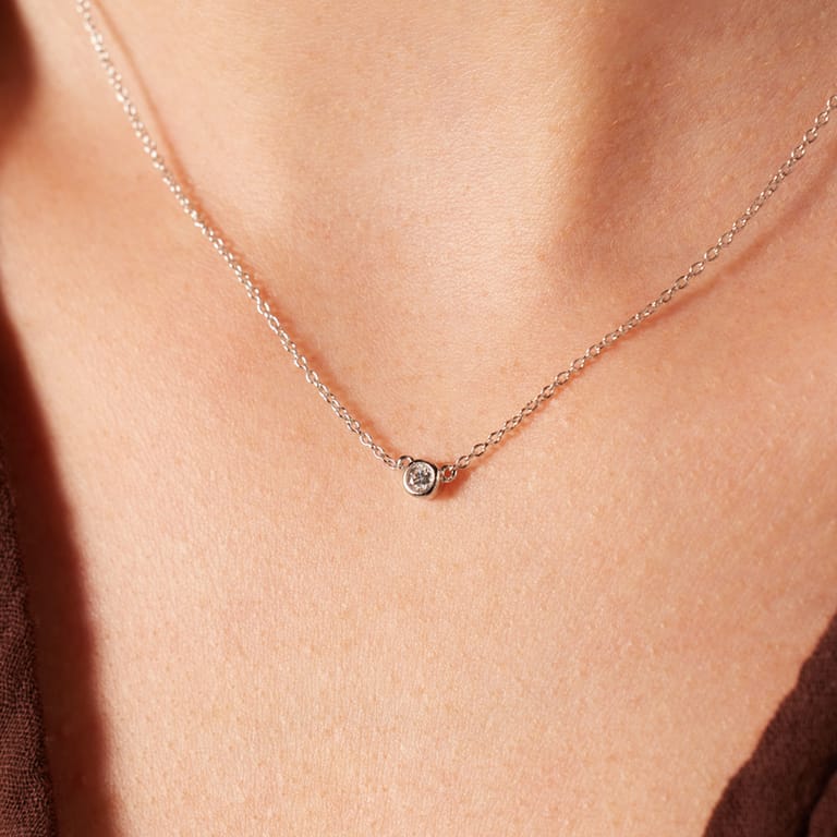 Zilveren ketting&hanger met zirkonia voor dames