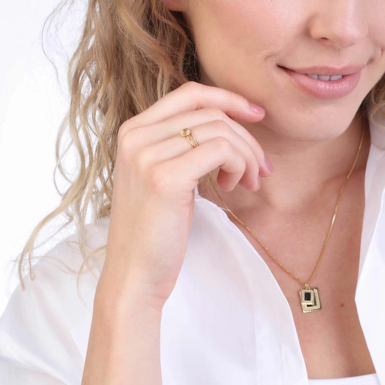 Ring aus 925 Silber, vergoldet, 2-teilig, Scheibe/Dreheffekt