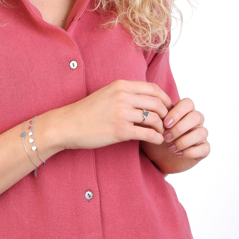 Zilveren ring met bedel hart