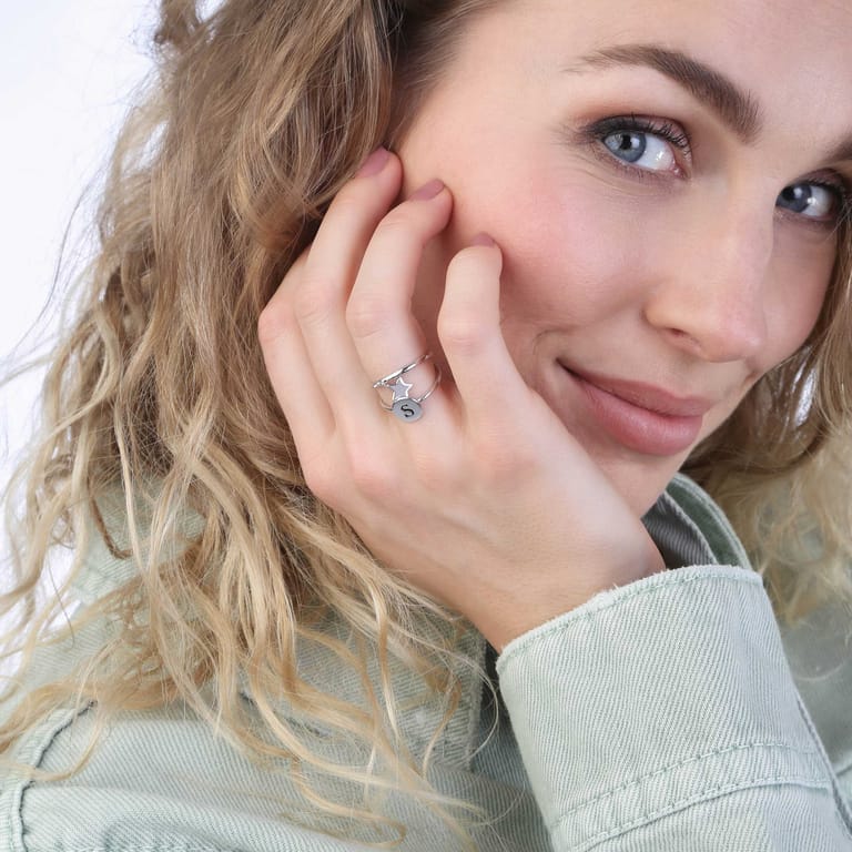 Zilveren ring met bedel galaxy ster