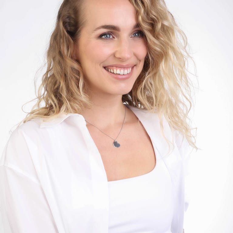 Zilveren ketting&hanger graveer hart voor dames