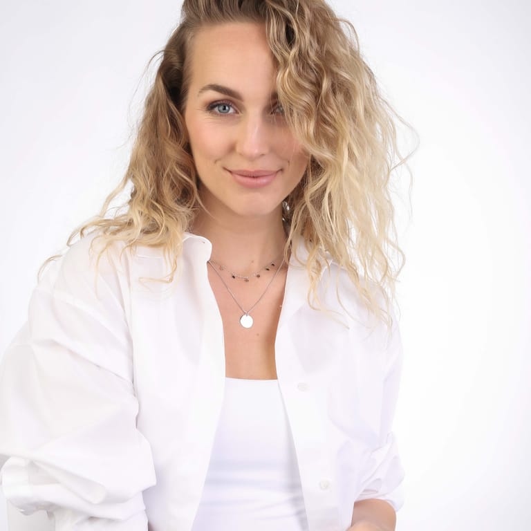 Zilveren ketting&hanger graveer disc voor dames