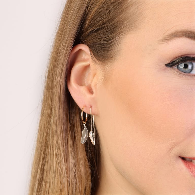 9 karaat oorbellen blad pull thru voor dames