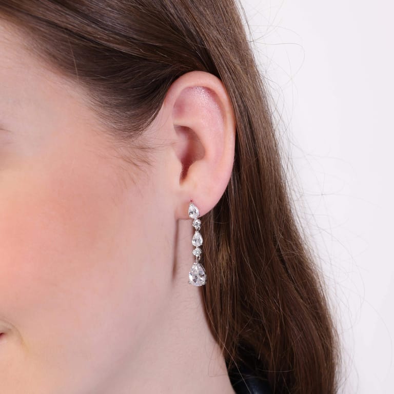 Ohrringe, 925 Silber, Tropfen mit Zirkonia
