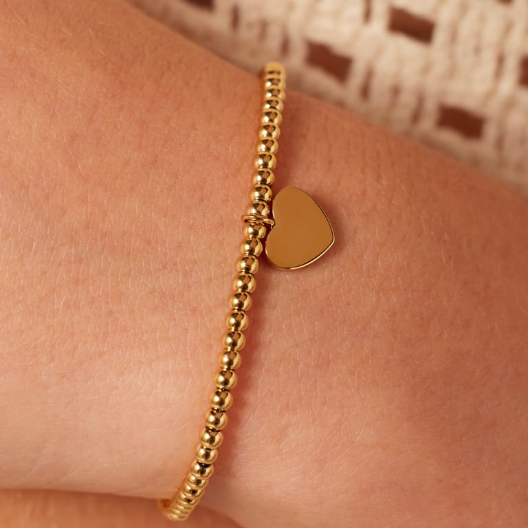 Armband aus Edelstahl, goldfarben, Kugel/Herz